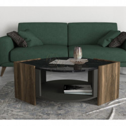 Mesa de centro Marbel negro nogal gris Practica Hogar