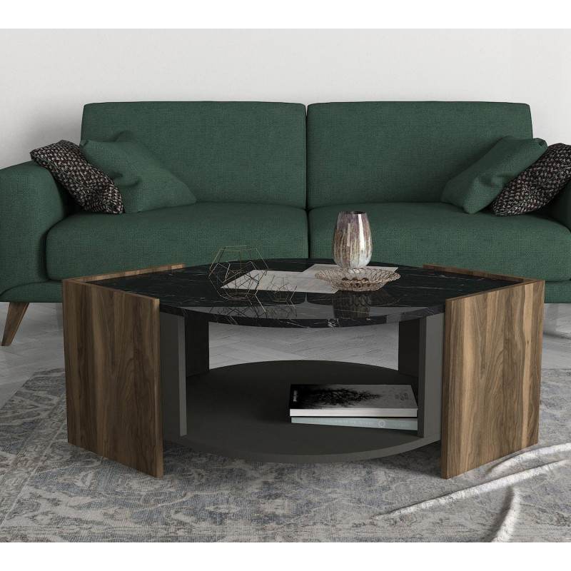 Mesa de centro Marbel negro nogal gris Practica Hogar Mesa de centro Marbel negro nogal gris Practica Hogar