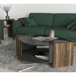 Mesa de centro Marbel negro nogal gris Practica Hogar