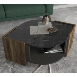 Mesa de centro Marbel negro nogal gris Practica Hogar