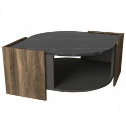 Mesa de centro Marbel negro nogal gris Practica Hogar