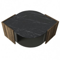 Mesa de centro Marbel negro nogal gris Practica Hogar
