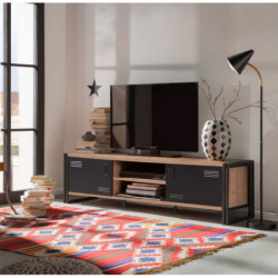 Mueble TV Cosmo Rex pino atlántico negro Practica Hogar
