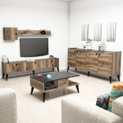 Conjunto de muebles de salón Lidya 2 mármol nogal Practica Hogar