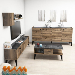 Conjunto de muebles de salón Lidya 2 mármol nogal Practica Hogar