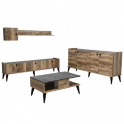 Conjunto de muebles de salón Lidya 2 mármol nogal Practica Hogar