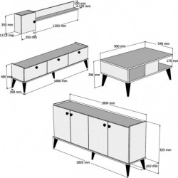 Conjunto de muebles de salón Lidya 2 mármol nogal Practica Hogar