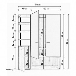 Armario Onur L602 roble antracita Practica Hogar