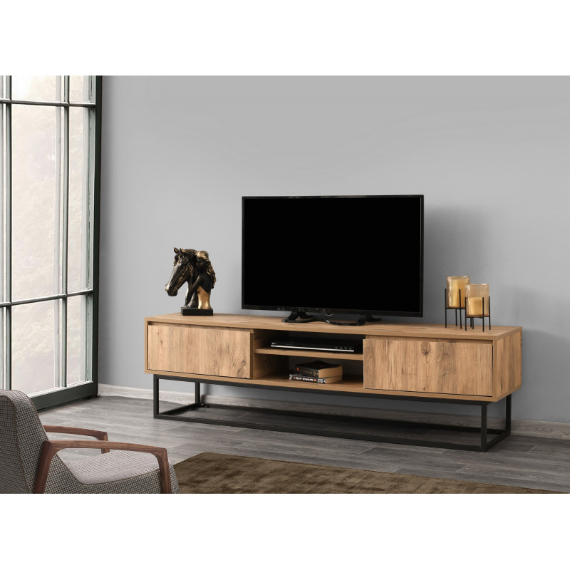 Mueble TV Belinda 180 pino negro Practica Hogar Mueble TV Belinda 180 pino negro Practica Hogar