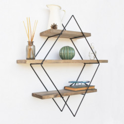 Estante de pared WR007 negro nogal Practica Hogar