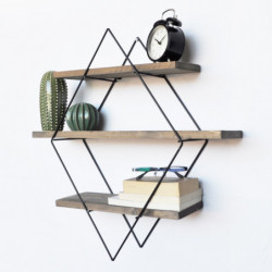 Estante de pared WR007 negro nogal Practica Hogar