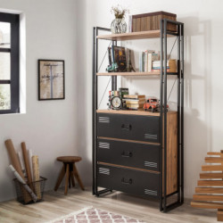Librería Cosmo Cortex pino atlántico negro Practica Hogar