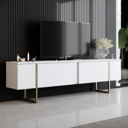 Mueble TV Luxe dorado blanco Practica Hogar