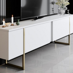 Mueble TV Luxe dorado blanco Practica Hogar
