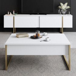 Mueble TV Luxe dorado blanco Practica Hogar