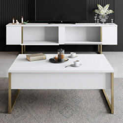 Mueble TV Luxe dorado blanco Practica Hogar