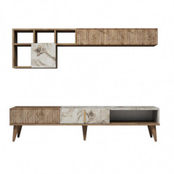 Mueble TV con estante Milan blanco nogal Practica Hogar