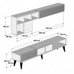 Mueble TV con estante Milan blanco nogal Practica Hogar