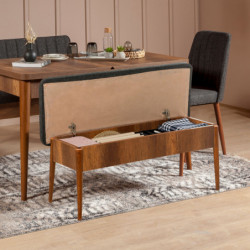 Set mesa comedor extensible y sillas (5 piezas) Vina antracita nogal Practica Hogar