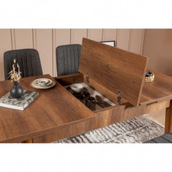 Set mesa comedor extensible y sillas (5 piezas) Vina antracita nogal Practica Hogar