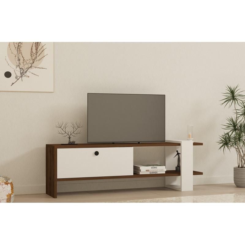 Mueble TV Gaye blanco nogal Practica Hogar Mueble TV Gaye blanco nogal Practica Hogar