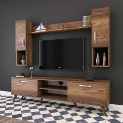 Mueble TV con estante M27-284 nogal Practica Hogar