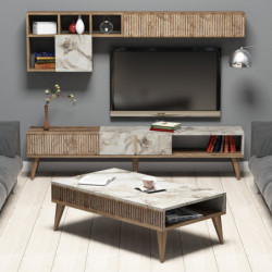 Conjunto de muebles de salón Milan blanco nogal Practica Hogar