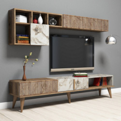 Conjunto de muebles de salón Milan blanco nogal Practica Hogar