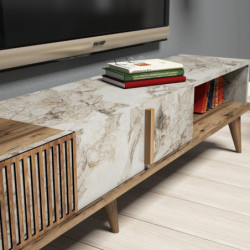 Conjunto de muebles de salón Milan blanco nogal Practica Hogar