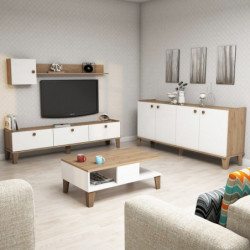 Conjunto de muebles de salón Sumer 3 roble blanco Practica Hogar