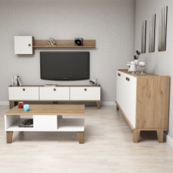 Conjunto de muebles de salón Sumer 3 roble blanco Practica Hogar