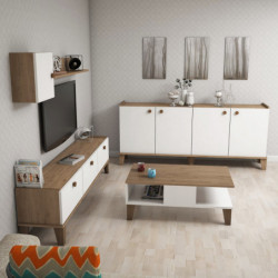 Conjunto de muebles de salón Sumer 3 roble blanco Practica Hogar