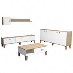 Conjunto de muebles de salón Sumer 3 roble blanco Practica Hogar