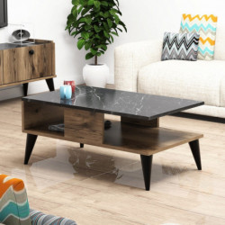 Mesa de centro Lidya mármol nogal Practica Hogar