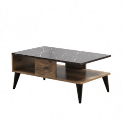 Mesa de centro Lidya mármol nogal Practica Hogar