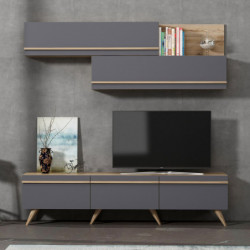 Mueble TV Amsterdam Antracita Nogal Practica Hogar