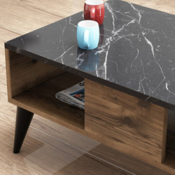 Mesa de centro Lidya mármol nogal Practica Hogar