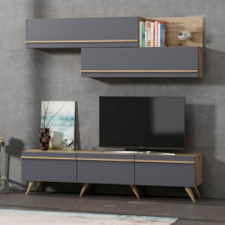 Mueble TV Amsterdam Antracita Nogal Practica Hogar