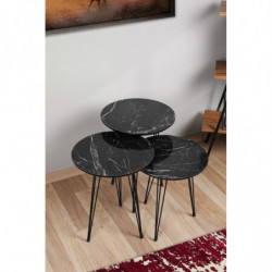 Set mesas de café (3 piezas) Sepha gris negro Practica Hogar