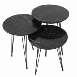 Set mesas de café (3 piezas) Sepha gris negro Practica Hogar