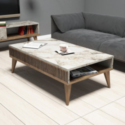 Mesa de centro Milan blanco nogal Practica Hogar