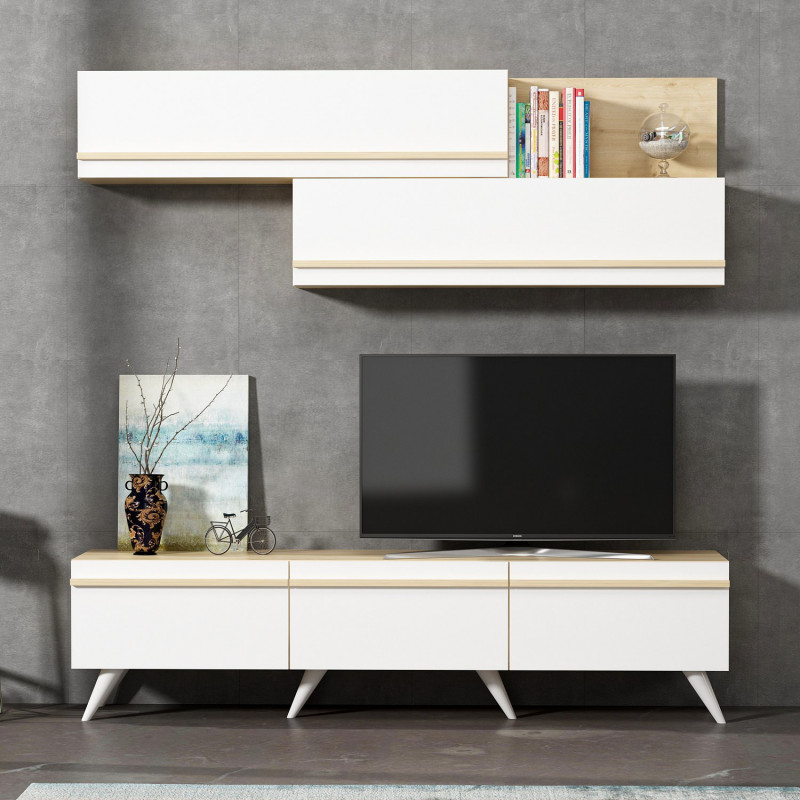 Mueble TV Amsterdam Zafiro Blanco Practica Hogar Mueble TV Amsterdam Zafiro Blanco Practica Hogar