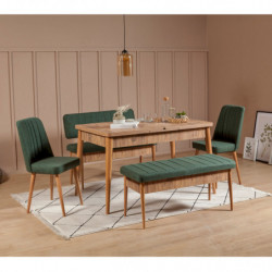 Set mesa comedor extensible y sillas (5 piezas) Vina pino atlántico verde Practica Hogar