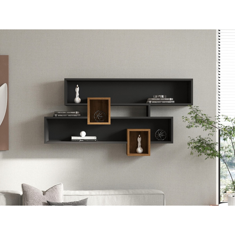 Estante de pared Karen antracita nogal Practica Hogar Estante de pared Karen antracita nogal Practica Hogar