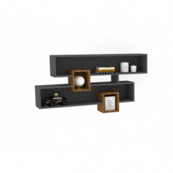 Estante de pared Karen antracita nogal Practica Hogar