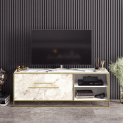 Mueble TV Polka blanco oro Practica Hogar