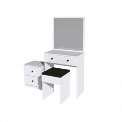 Set Tocador Nice blanco espejo mesita taburete Practica Hogar