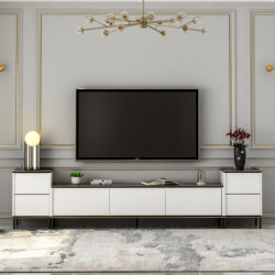 Mueble TV imaj Blanco Negro Oro Practica Hogar