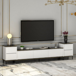 Mueble TV imaj Blanco Negro Oro Practica Hogar
