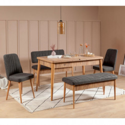Set mesa comedor extensible y sillas (5 piezas) Vina pino atlántico antracita Practica Hogar